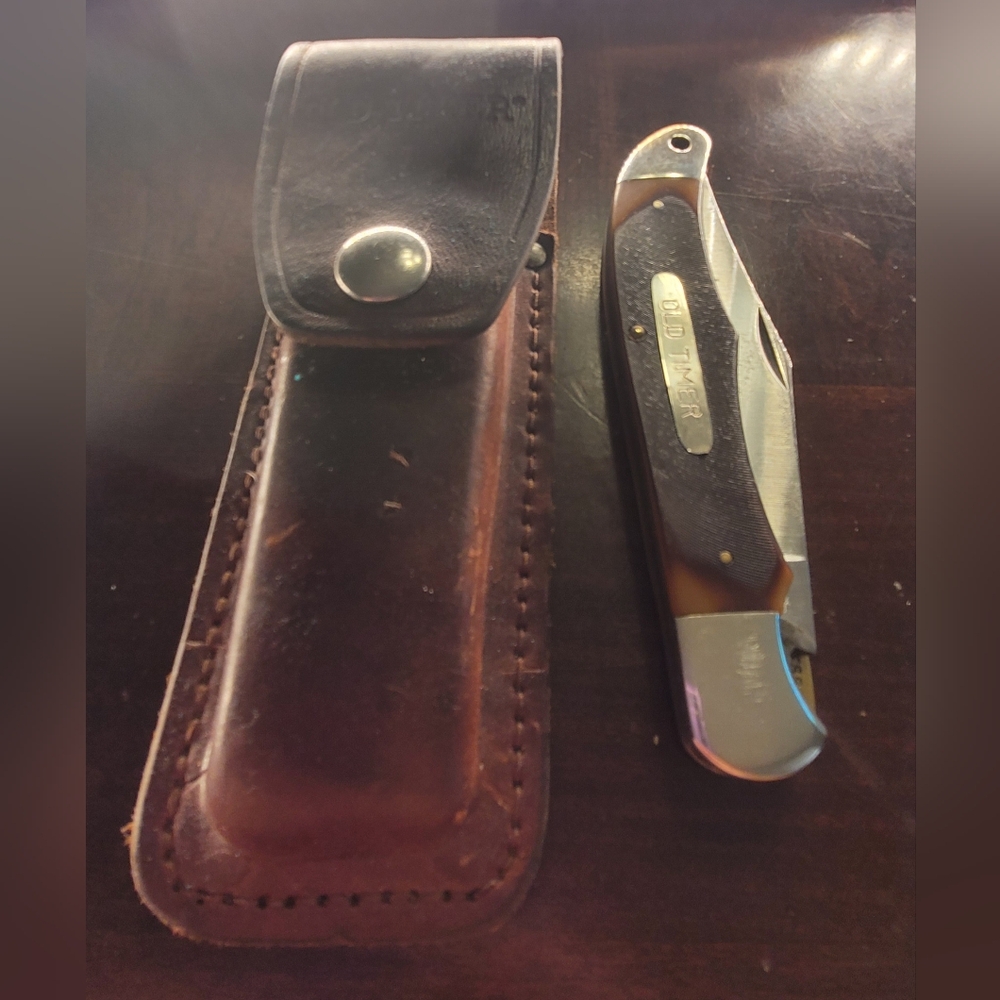 Vintage Schrade Old Time With Leather Case